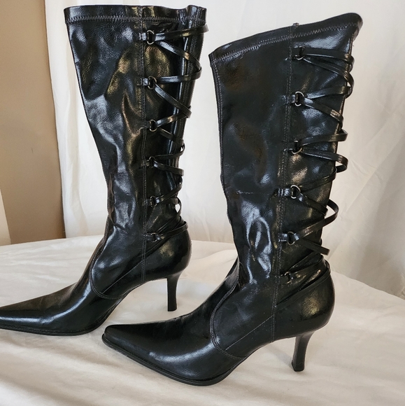 Franco Sarto Black Women's Lace-Up Boots - Picture 1 of 6